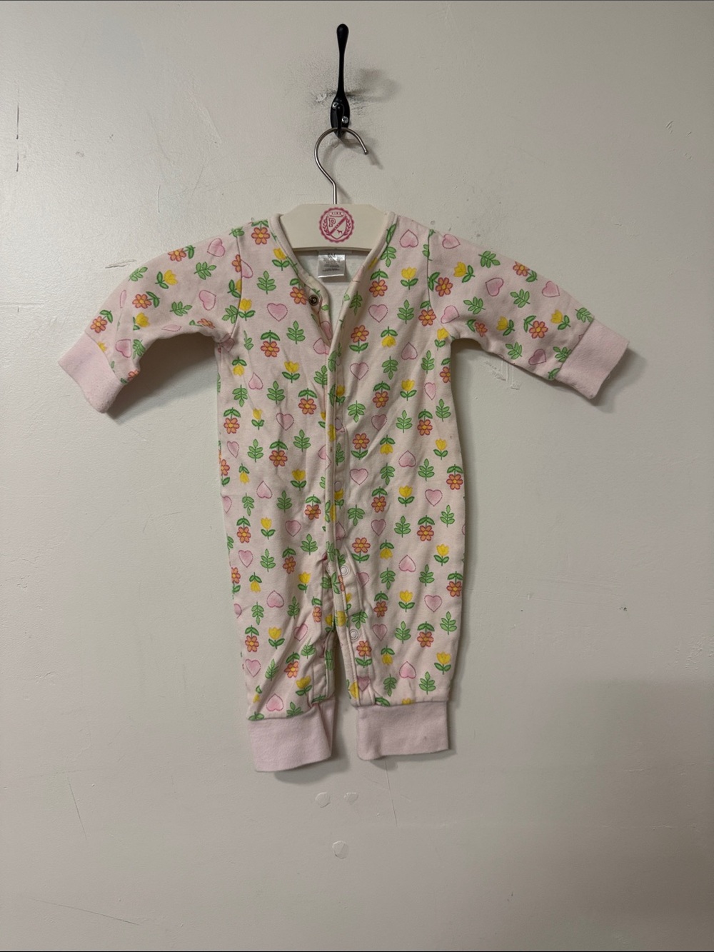 Infant Pink Floral Zip-Front Romper 90’s
